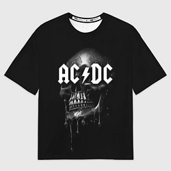 Футболка оверсайз мужская AC DC - большой череп с подтеками, цвет: 3D-принт