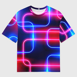 Футболка оверсайз мужская Светящиеся неоновые дуги, цвет: 3D-принт