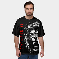 Футболка оверсайз мужская Лев - время сильных, цвет: 3D-принт — фото 2