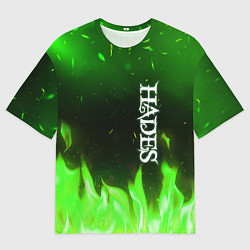 Футболка оверсайз мужская Logo Hades green hell fire, цвет: 3D-принт