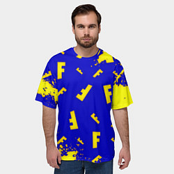 Футболка оверсайз мужская Fortnite краски неон, цвет: 3D-принт — фото 2