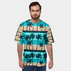 Футболка оверсайз мужская Пляжные пальмы паттерн, цвет: 3D-принт — фото 2