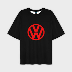 Футболка оверсайз мужская Volkswagen red logo, цвет: 3D-принт