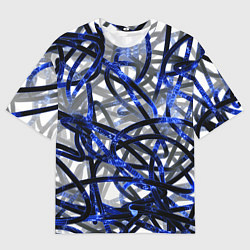 Мужская футболка оверсайз Синие энергетические кабели