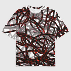 Мужская футболка оверсайз Красные энергетические кабели