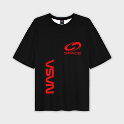 Мужская футболка оверсайз Nasa space red logo