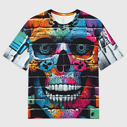 Футболка оверсайз мужская Crazy color skull - graffiti, цвет: 3D-принт