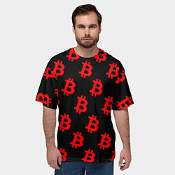 Футболка оверсайз мужская Bitcoin red logo money, цвет: 3D-принт — фото 2