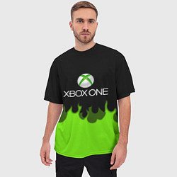 Футболка оверсайз мужская Xbox green fire, цвет: 3D-принт — фото 2