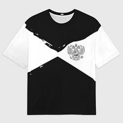 Футболка оверсайз мужская Герб рф абстрактные краски, цвет: 3D-принт