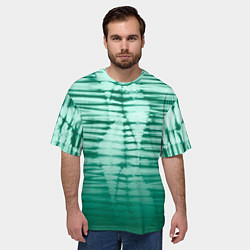 Футболка оверсайз мужская Tie-dye green stripes, цвет: 3D-принт — фото 2