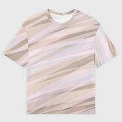 Мужская футболка оверсайз Бежевый абстрактные полосы