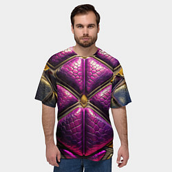 Футболка оверсайз мужская Текстурная кожа в космическом стиле костюма жука, цвет: 3D-принт — фото 2