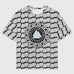 Футболка оверсайз мужская Символика валькнут и руны, цвет: 3D-принт