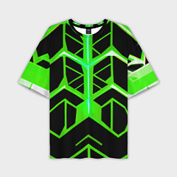 Футболка оверсайз мужская Green lines on a black background, цвет: 3D-принт