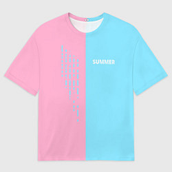 Футболка оверсайз мужская Summer-pink and blue, цвет: 3D-принт
