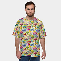 Футболка оверсайз мужская Грибной узор, цвет: 3D-принт — фото 2