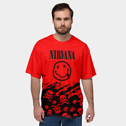 Футболка оверсайз мужская Nirvana rock skull, цвет: 3D-принт — фото 2