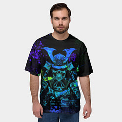 Футболка оверсайз мужская Дух череп - самурай, цвет: 3D-принт — фото 2