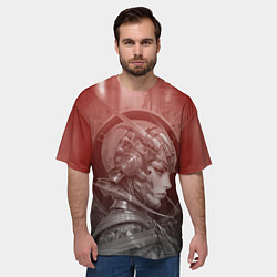 Футболка оверсайз мужская Гравюра девуша-андроид, цвет: 3D-принт — фото 2