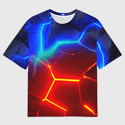 Футболка оверсайз мужская Красные плиты с ярким светом, цвет: 3D-принт