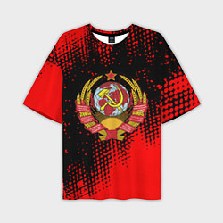 Футболка оверсайз мужская СССР краски красные текстура, цвет: 3D-принт