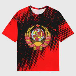 Футболка оверсайз мужская СССР краски красные текстура, цвет: 3D-принт