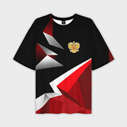 Футболка оверсайз мужская Russia uniform - красный и черный, цвет: 3D-принт