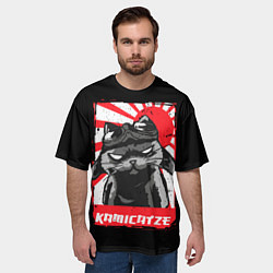 Футболка оверсайз мужская Кот камикадзе мем, цвет: 3D-принт — фото 2