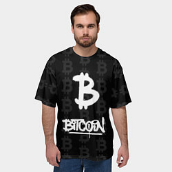 Футболка оверсайз мужская Биткоин - граффити белый, цвет: 3D-принт — фото 2