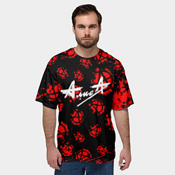 Футболка оверсайз мужская Алиса рок паттерн анархия, цвет: 3D-принт — фото 2