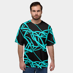 Футболка оверсайз мужская Ярко голубые линии, цвет: 3D-принт — фото 2