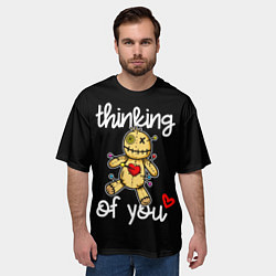 Футболка оверсайз мужская Думаю о тебе - кукла вуду, цвет: 3D-принт — фото 2