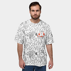 Футболка оверсайз мужская Румяная киска и серые коты, цвет: 3D-принт — фото 2