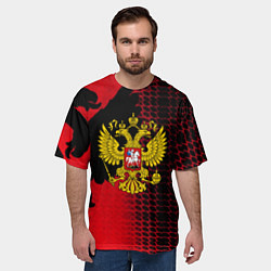 Футболка оверсайз мужская Россия герб патриотический стиль, цвет: 3D-принт — фото 2