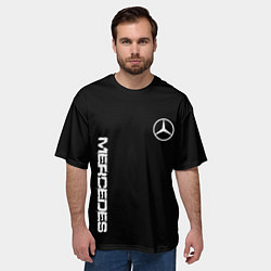 Футболка оверсайз мужская Mercedes benz logo white auto, цвет: 3D-принт — фото 2