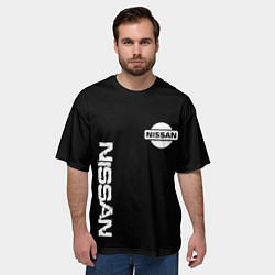 Футболка оверсайз мужская Nissan logo white auto, цвет: 3D-принт — фото 2