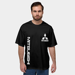 Футболка оверсайз мужская Mitsubishi logo white auto, цвет: 3D-принт — фото 2