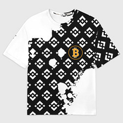 Футболка оверсайз мужская Bitcoin pattern binance, цвет: 3D-принт