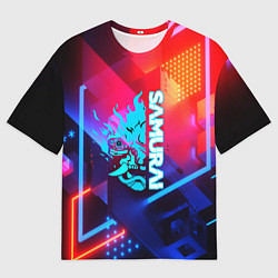 Футболка оверсайз мужская Samurai neon game, цвет: 3D-принт