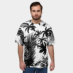 Футболка оверсайз мужская Чёрно белые пальмы, цвет: 3D-принт — фото 2