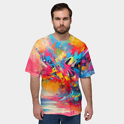Футболка оверсайз мужская Красочная абстракция - импрессионизм, цвет: 3D-принт — фото 2