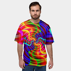 Футболка оверсайз мужская Абстрактные волнистые линии, цвет: 3D-принт — фото 2