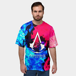 Футболка оверсайз мужская Assassins Creed fight fire, цвет: 3D-принт — фото 2