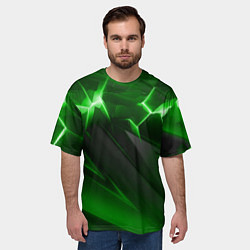 Футболка оверсайз мужская Яркая зеленая объемная абстракция, цвет: 3D-принт — фото 2
