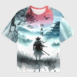 Футболка оверсайз мужская Japanese samurai - ghost of Tsushima, цвет: 3D-принт