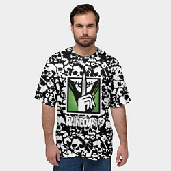 Футболка оверсайз мужская Rainbow six pattern skull, цвет: 3D-принт — фото 2