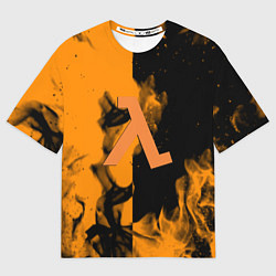 Футболка оверсайз мужская Half life fire orange, цвет: 3D-принт