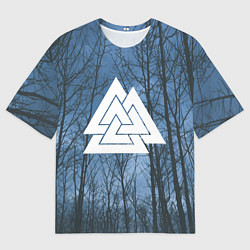 Футболка оверсайз мужская Валькнут и северный лес, цвет: 3D-принт