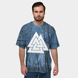 Футболка оверсайз мужская Валькнут и северный лес, цвет: 3D-принт — фото 2